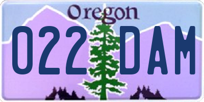 OR license plate 022DAM