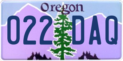 OR license plate 022DAQ