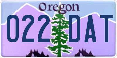 OR license plate 022DAT