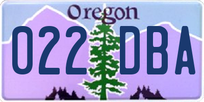 OR license plate 022DBA