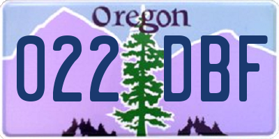 OR license plate 022DBF