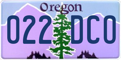 OR license plate 022DCO