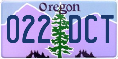 OR license plate 022DCT