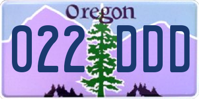 OR license plate 022DDD