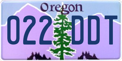 OR license plate 022DDT