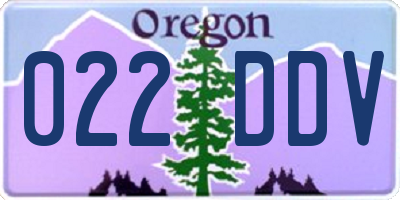 OR license plate 022DDV