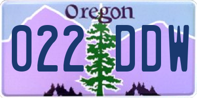 OR license plate 022DDW