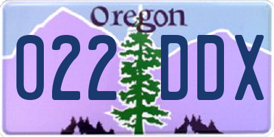 OR license plate 022DDX