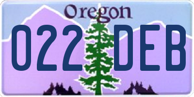 OR license plate 022DEB
