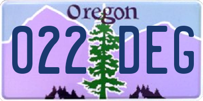 OR license plate 022DEG