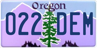OR license plate 022DEM