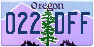 OR license plate 022DFF