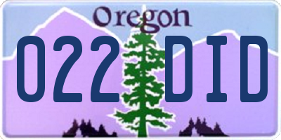 OR license plate 022DID