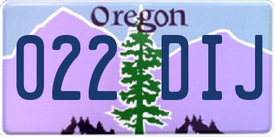 OR license plate 022DIJ