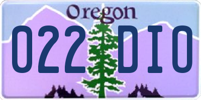 OR license plate 022DIO