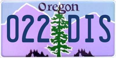 OR license plate 022DIS