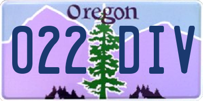 OR license plate 022DIV