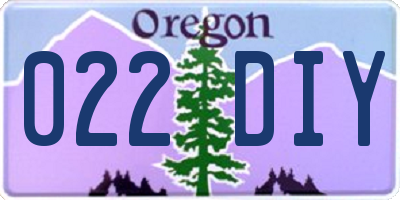 OR license plate 022DIY