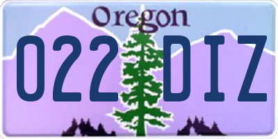 OR license plate 022DIZ