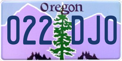 OR license plate 022DJO