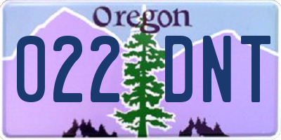 OR license plate 022DNT