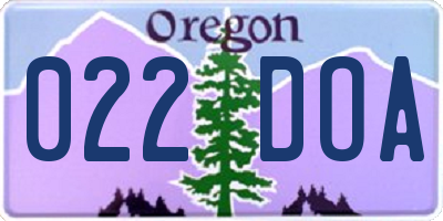 OR license plate 022DOA