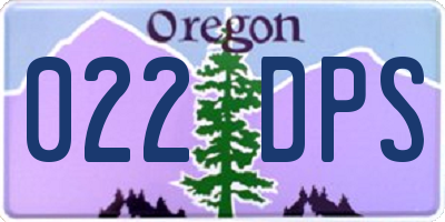 OR license plate 022DPS
