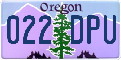 OR license plate 022DPU