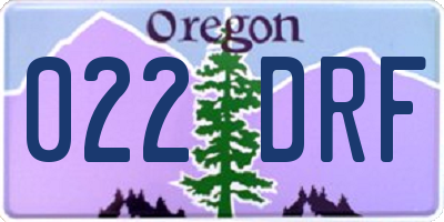 OR license plate 022DRF