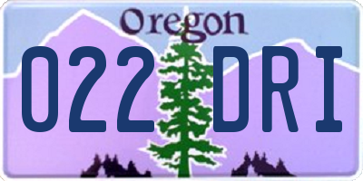 OR license plate 022DRI