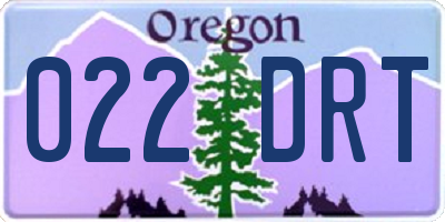 OR license plate 022DRT