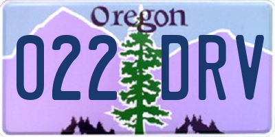 OR license plate 022DRV