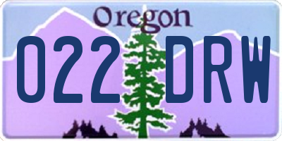 OR license plate 022DRW