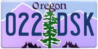 OR license plate 022DSK