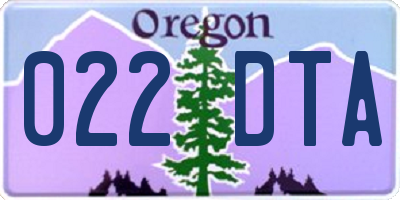 OR license plate 022DTA