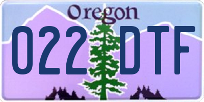 OR license plate 022DTF