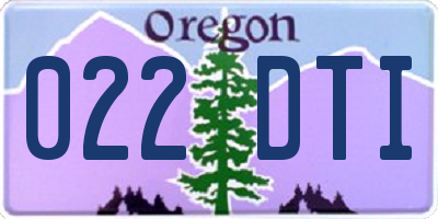 OR license plate 022DTI