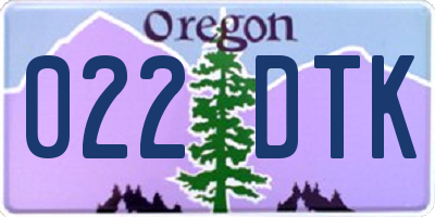 OR license plate 022DTK