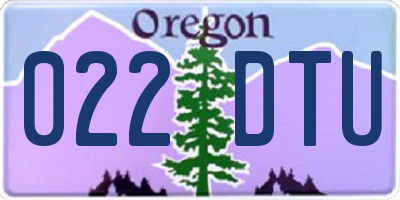 OR license plate 022DTU