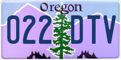 OR license plate 022DTV