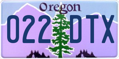 OR license plate 022DTX