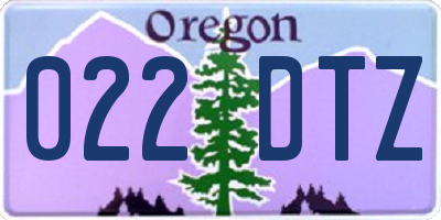 OR license plate 022DTZ