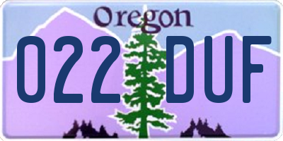 OR license plate 022DUF