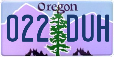 OR license plate 022DUH