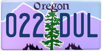 OR license plate 022DUL