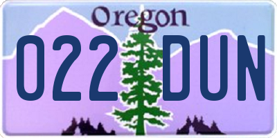 OR license plate 022DUN