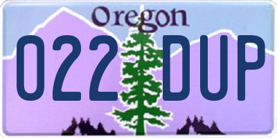 OR license plate 022DUP