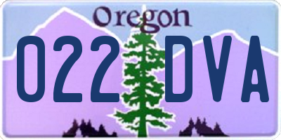 OR license plate 022DVA
