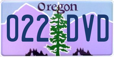 OR license plate 022DVD