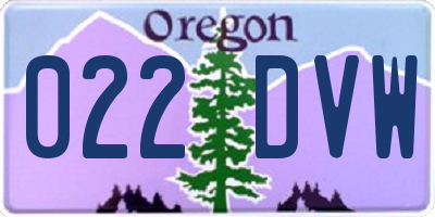 OR license plate 022DVW